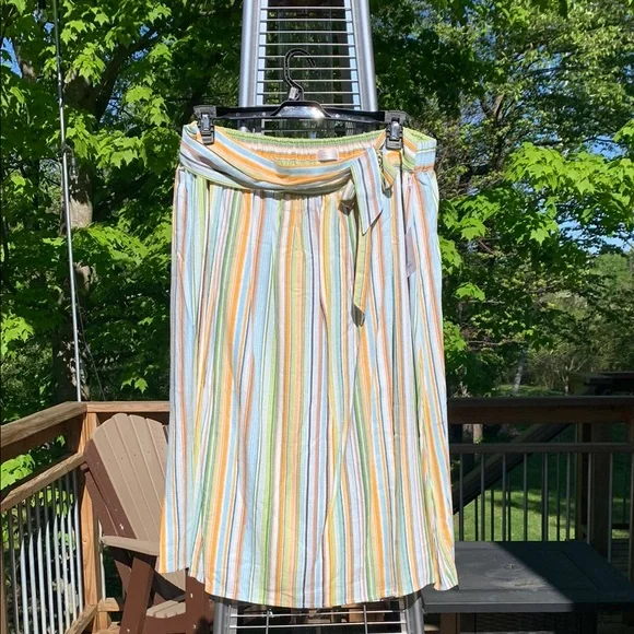 LC Lauren Conrad Yellow and Blue Midi Wrap Skirt - Picture 1 of 7